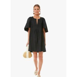 Pomander Place Tuckernuck Women's Black Finley Flutter Sleeve Dress Linen XS/S/L